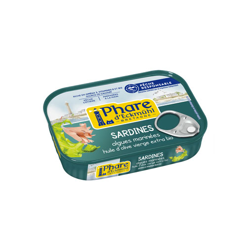 Sardinen in Olivenöl und marinierten Algen 135g
