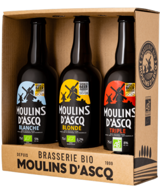 Coffret blonde/blanche/ambrée 3x75cl Bio Moulin D'Ascq